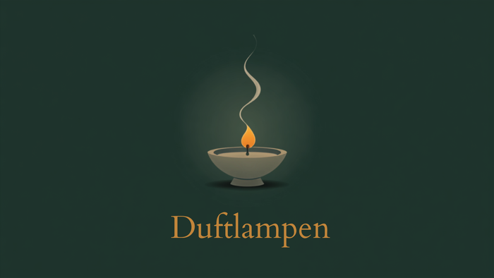 Duftlampen – steinerne Aroma-Duftlampe mit Flamme und Rauchfahne auf dunkelgrünem Hintergrund, Temple of Desire Blog-Header