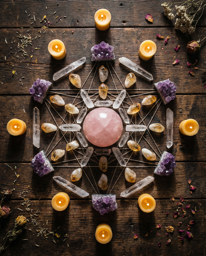 Kristallgitter aufbauen: Crystal Grids für Manifestation