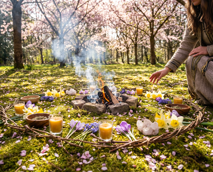 Schwendtage im April – Frühlingsritual mit Feuer und Blumen im Kirschblütenwald