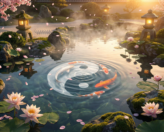 Taoismus Sexualität – Zen Garten mit Koi Fischen