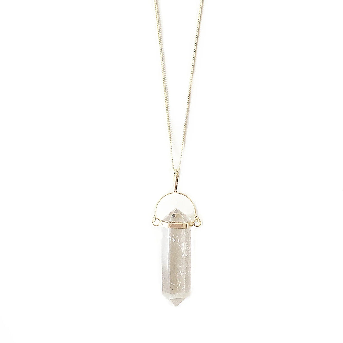 Crystal and Sage Bergkristallpendel Halskette vergoldet.