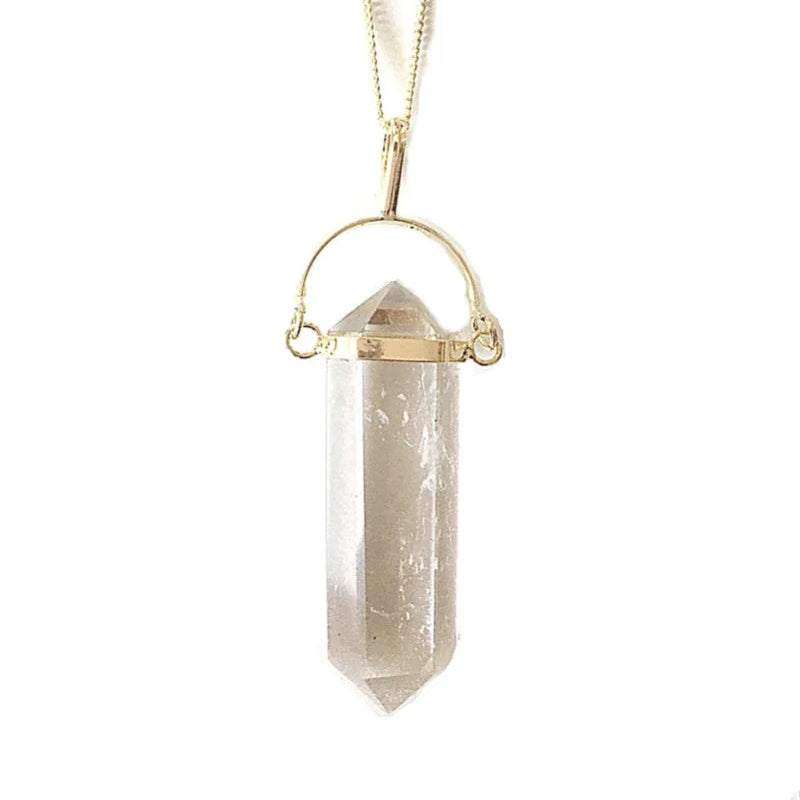 Crystal and Sage Bergkristallpendel Halskette vergoldet.