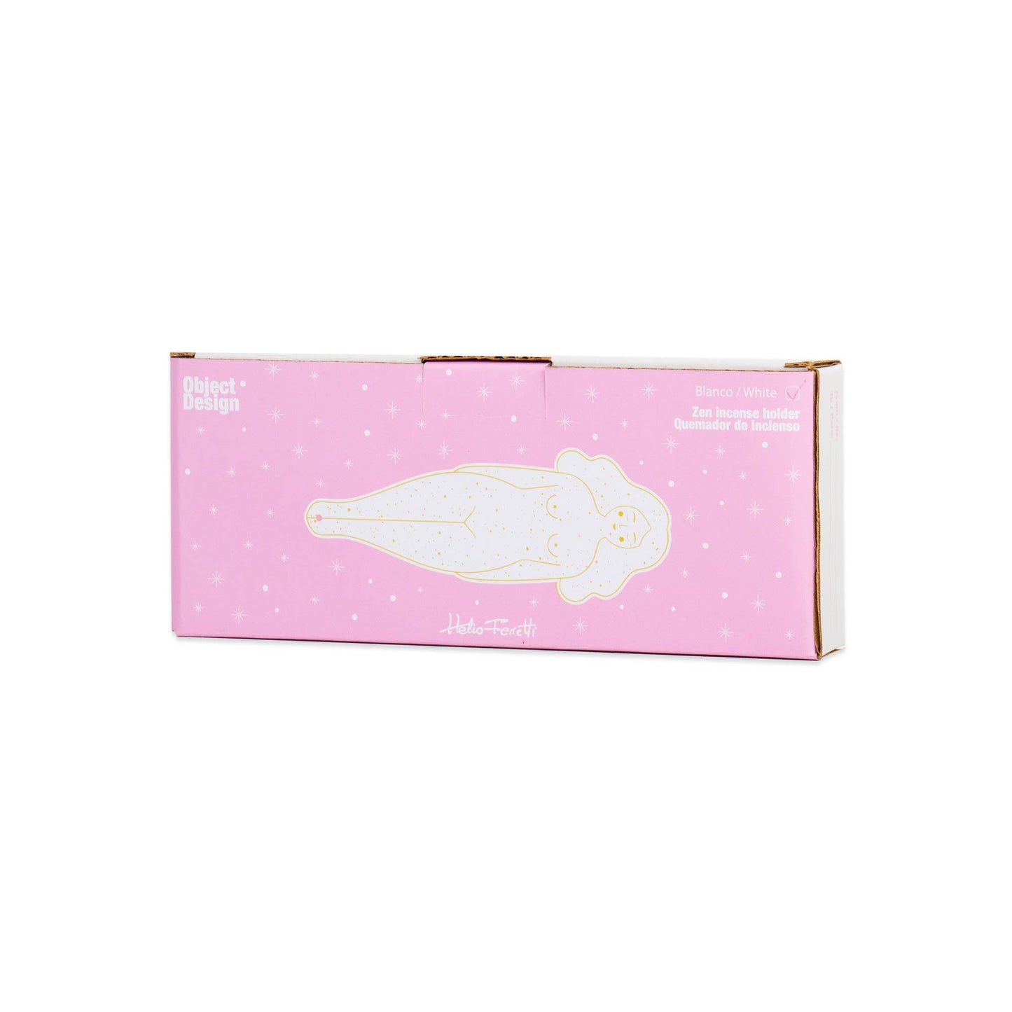 Draufsicht der handbemalten Frauensilhouette in Rosa, Keramik-Räucherhalter mit Goldakzenten