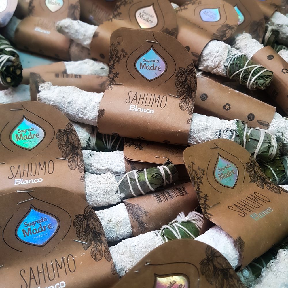 Großes, helles Sagrada Madre "White Sahumo" Räucherbündel mit Yagra und Weihrauch für Wohlstand