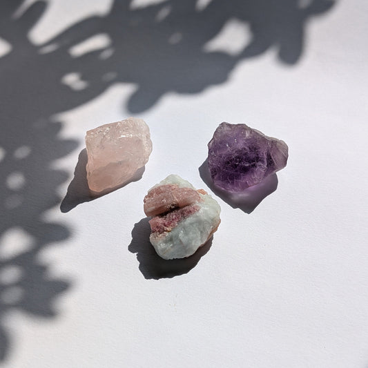 Kristallset Emotionale Heilung | Rosenquarz, Turmalin, Amethyst