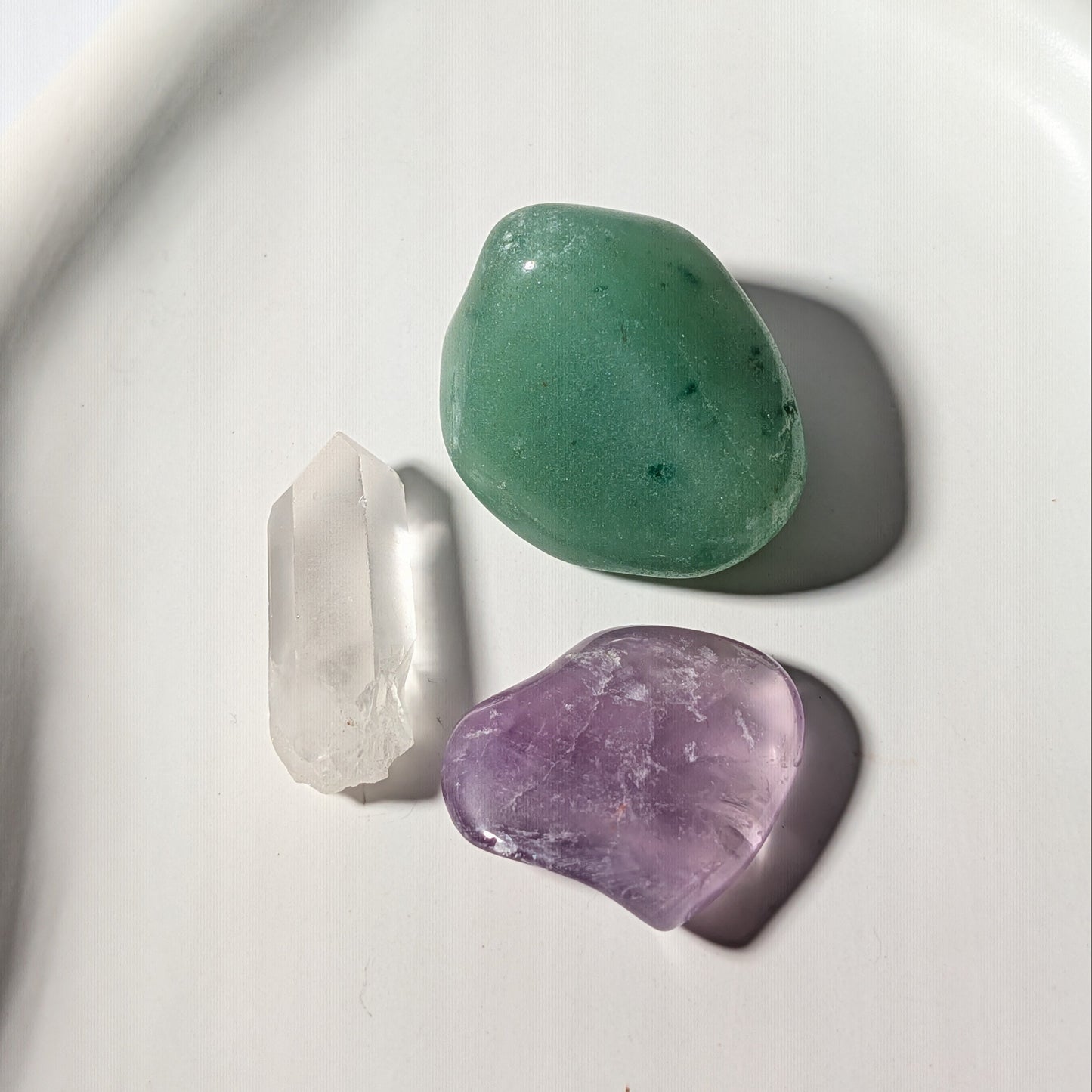 Kristallset Heilung Regeneration Grüner Quarz Bergkristall Amethyst