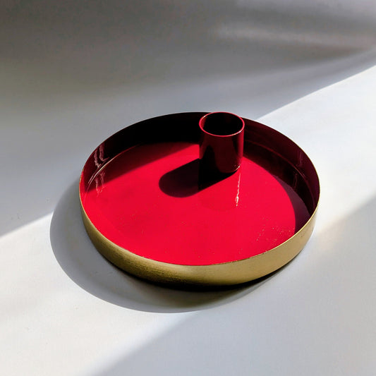 Rot-Gold Ritualkerzenhalter "Golden Circle"