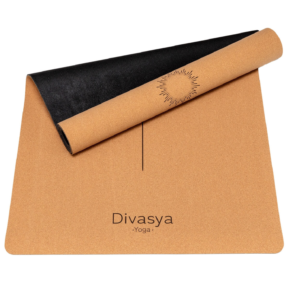 Kork-Yogamatte des Yoga Sets Support ausgerollt