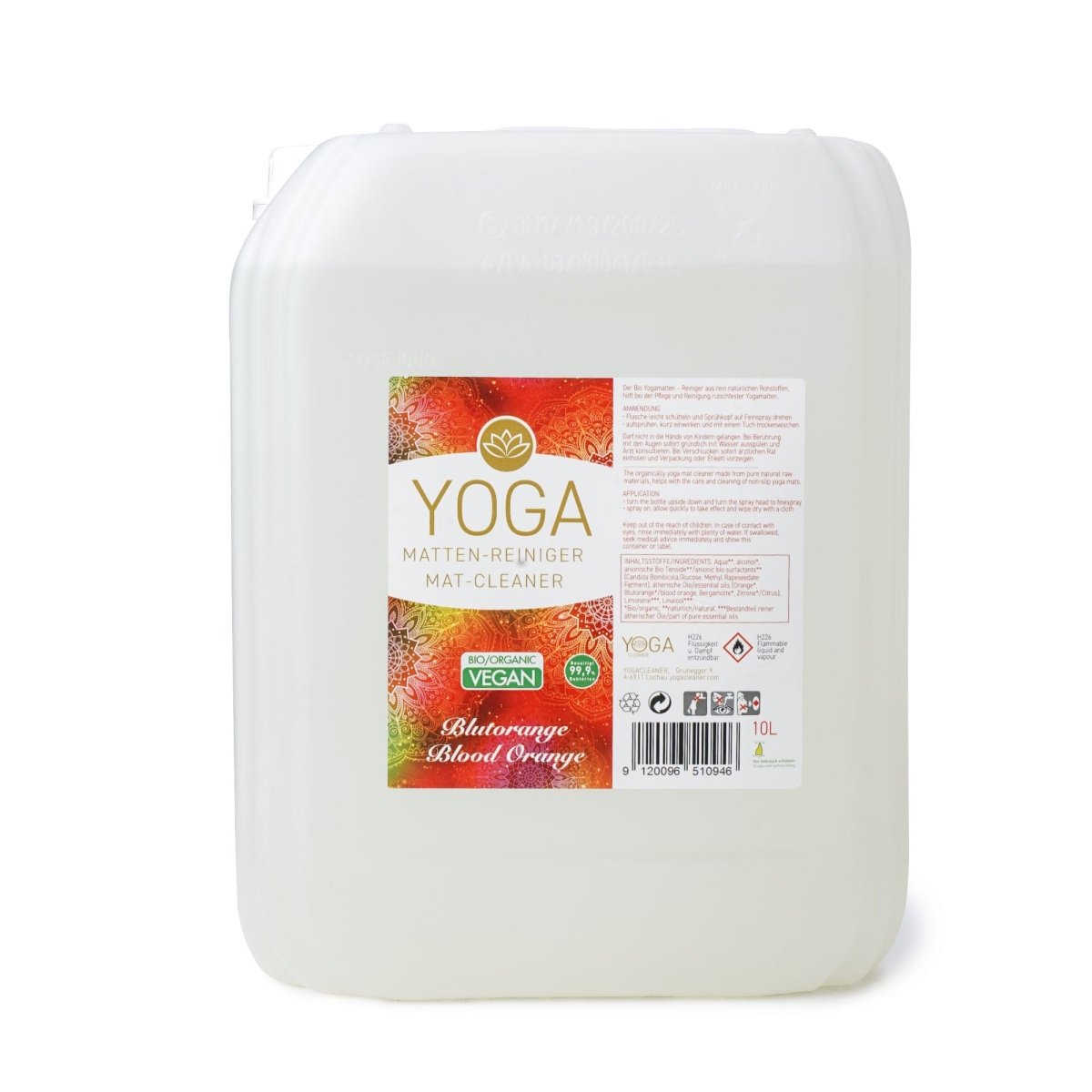 Detailaufnahme der erdölfreien Flasche des Yogamattenreinigers