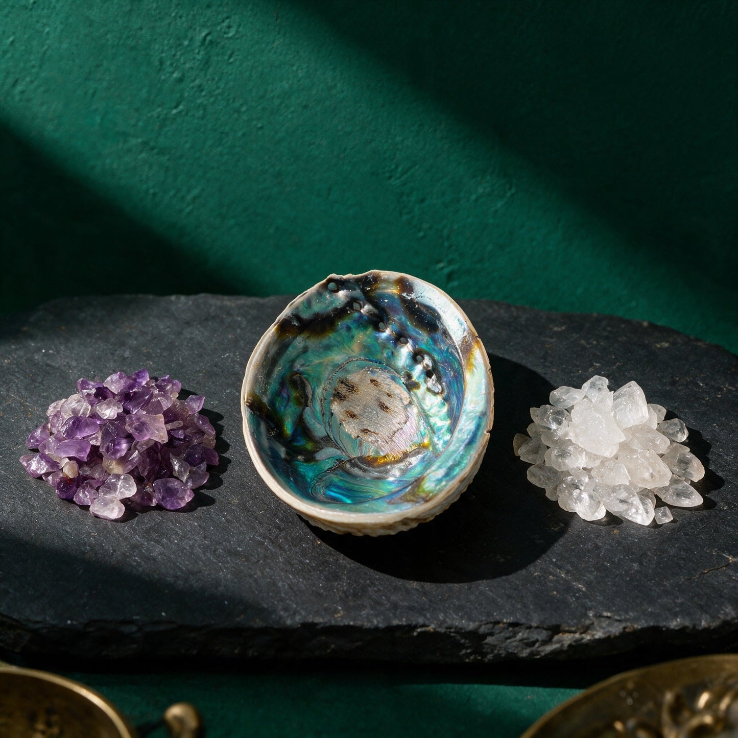 Lade- und Entlade-Set mit Abalone-Muschel, Amethyst und Bergkristall im Variantenüberblick