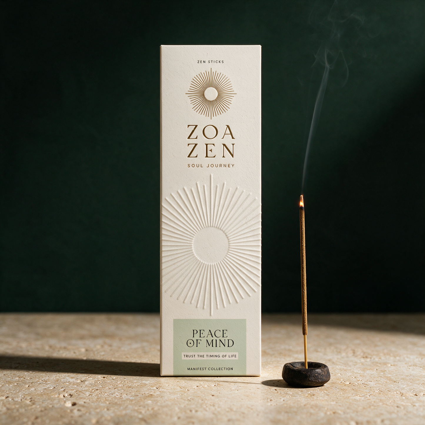 Peace of Mind Zen Sticks | Palo Santo & Rosmarin Räucherstäbchen – stimmungsvolle Kontextansicht in der Temple-of-Desire-Bildwelt