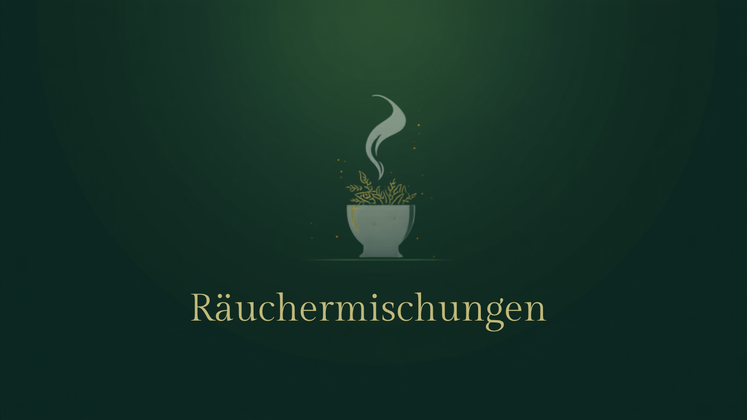 Räuchermischungen – Mörser mit Kräutern und Rauchfahne auf dunkelgrünem Hintergrund, Temple of Desire Blog-Header