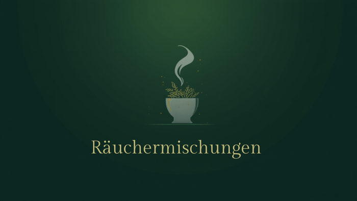 Räuchermischungen – Mörser mit Kräutern und Rauchfahne auf dunkelgrünem Hintergrund, Temple of Desire Blog-Header