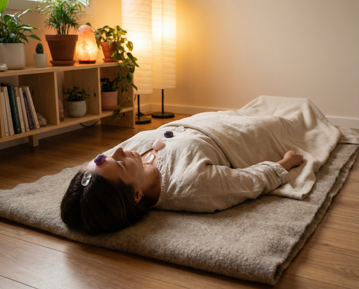 Kristalle und Yoga Nidra: Tiefenentspannung mit Steinen