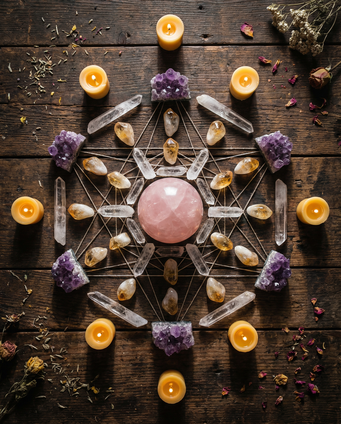 Kristallgitter aufbauen: Crystal Grids für Manifestation