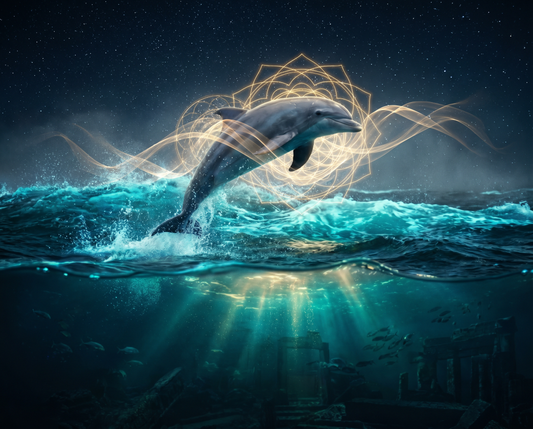 Krafttier Delphin – spiritueller Begleiter springt durch biolumineszentes Meer