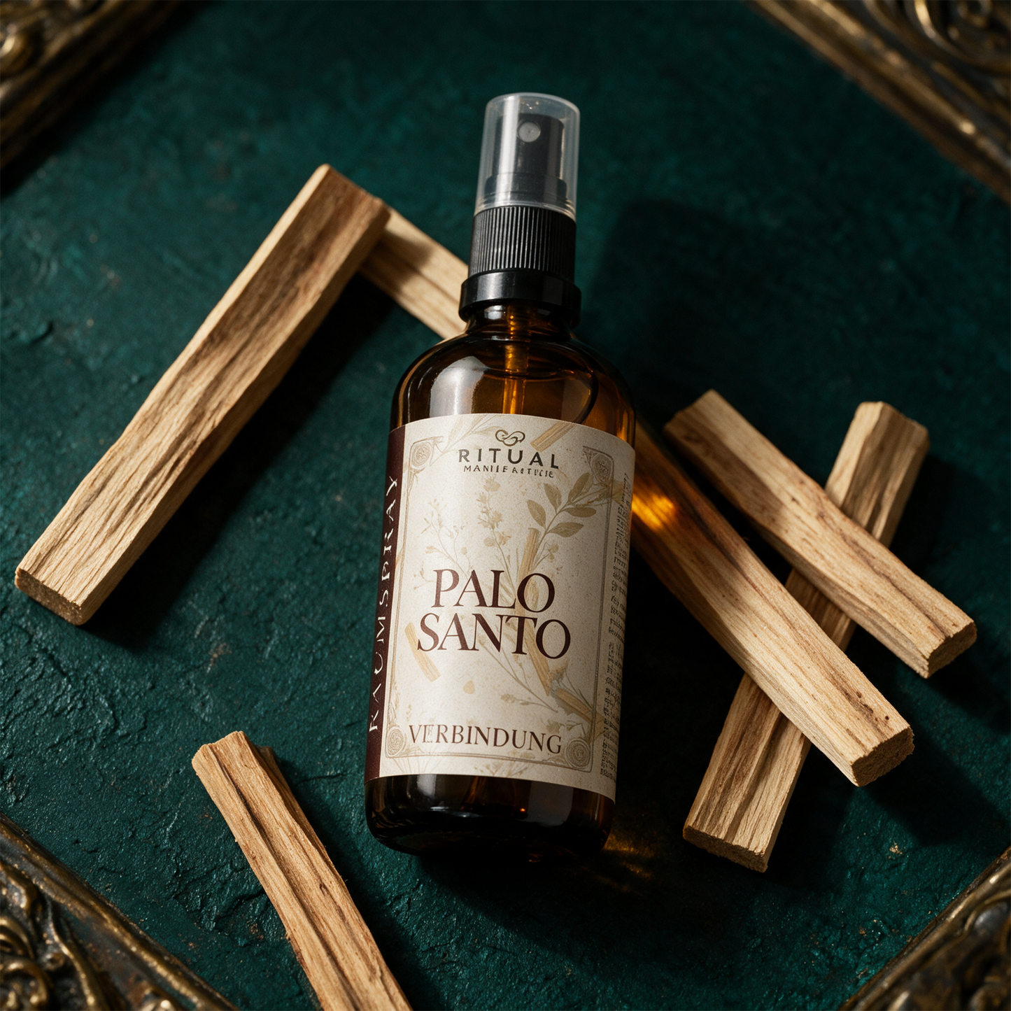Palo Santo Spray | Rauchfreies Aura-Spray, reinigend & klÃ¤rend â€“ Anwendung vor tiefem SmaragdgrÃ¼n