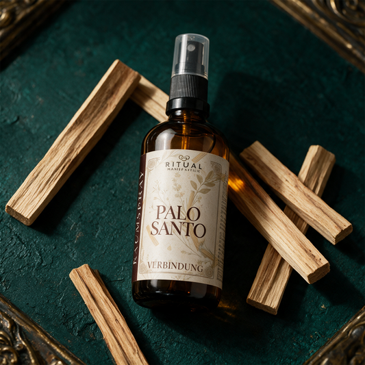 Palo Santo Spray | Rauchfreies Aura-Spray, reinigend & klÃ¤rend â€“ Anwendung vor tiefem SmaragdgrÃ¼n