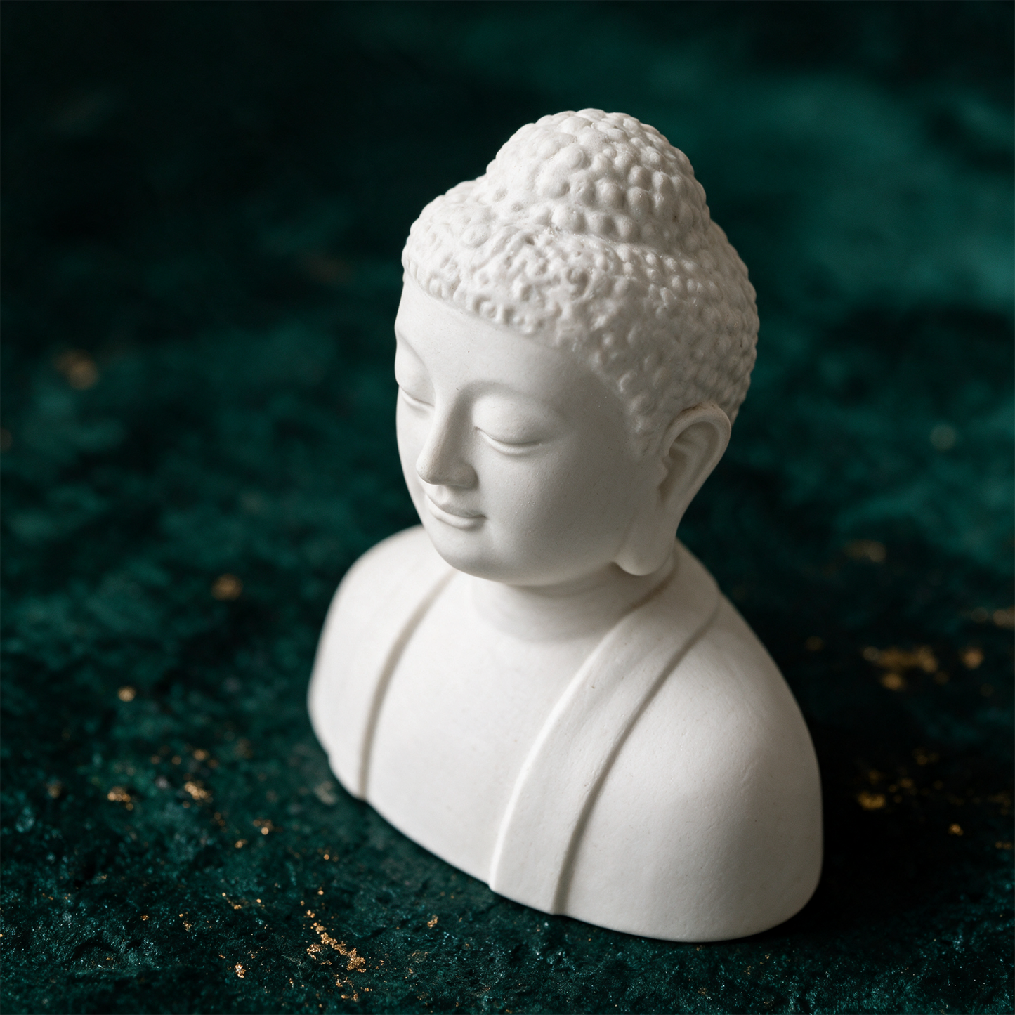 Detailaufnahme der handgefertigten Oberfläche der Buddha-Figur