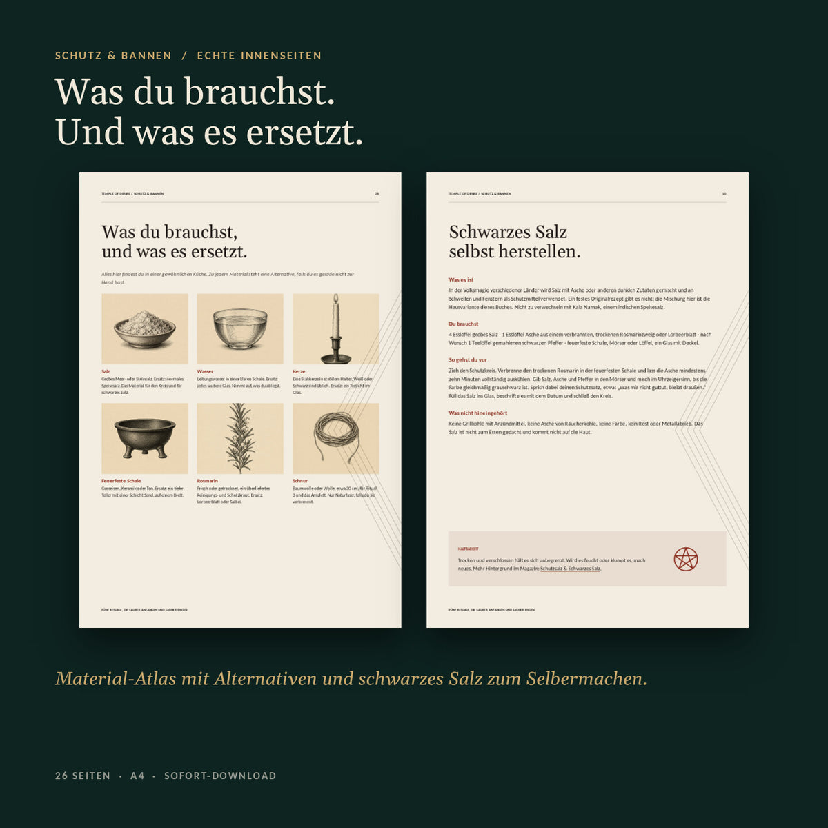 Echte Innenseiten: Material-Atlas und schwarzes Salz selbst herstellen