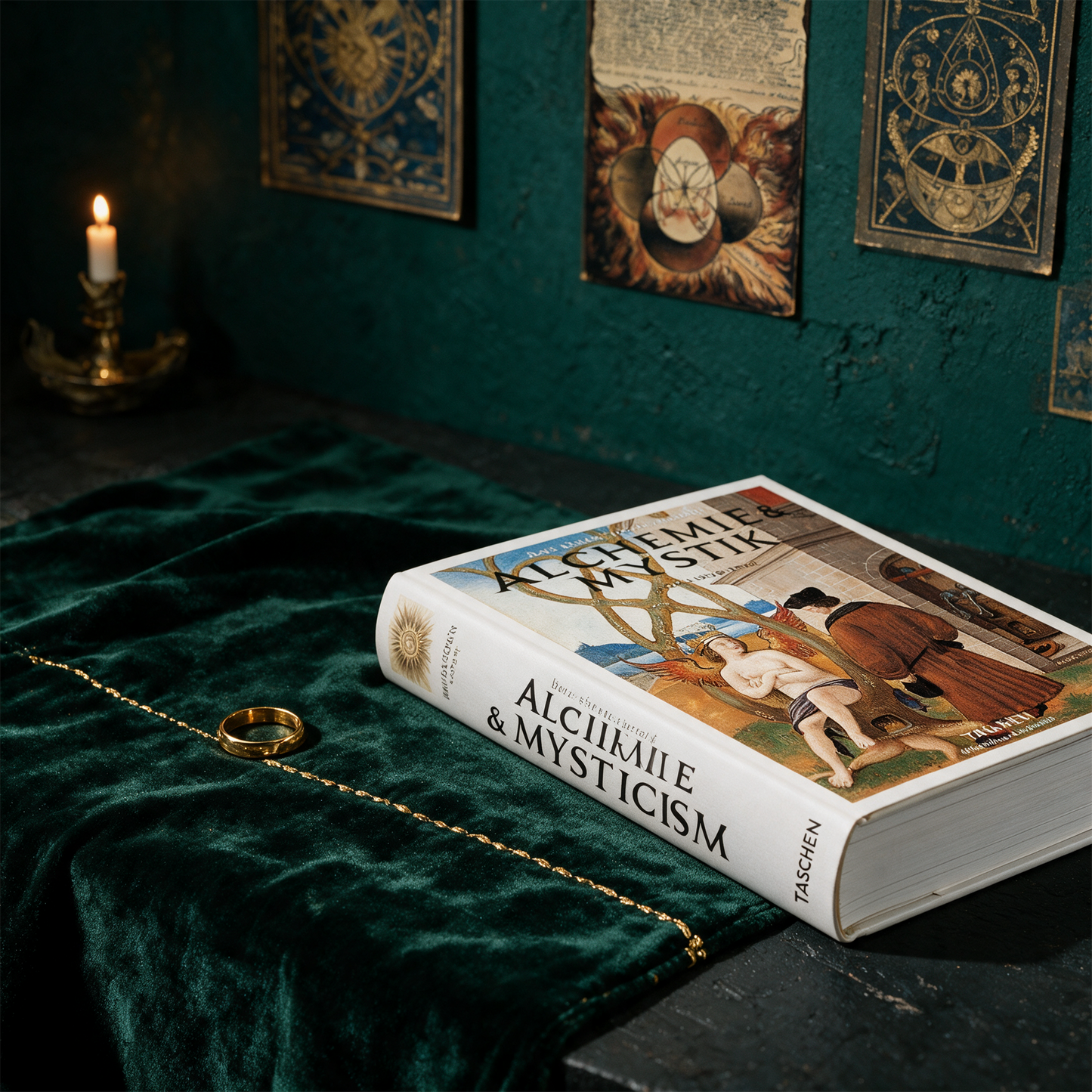 Alchemie & Mystik (German) â€“ Material- und Setansicht vor tiefem SmaragdgrÃ¼n
