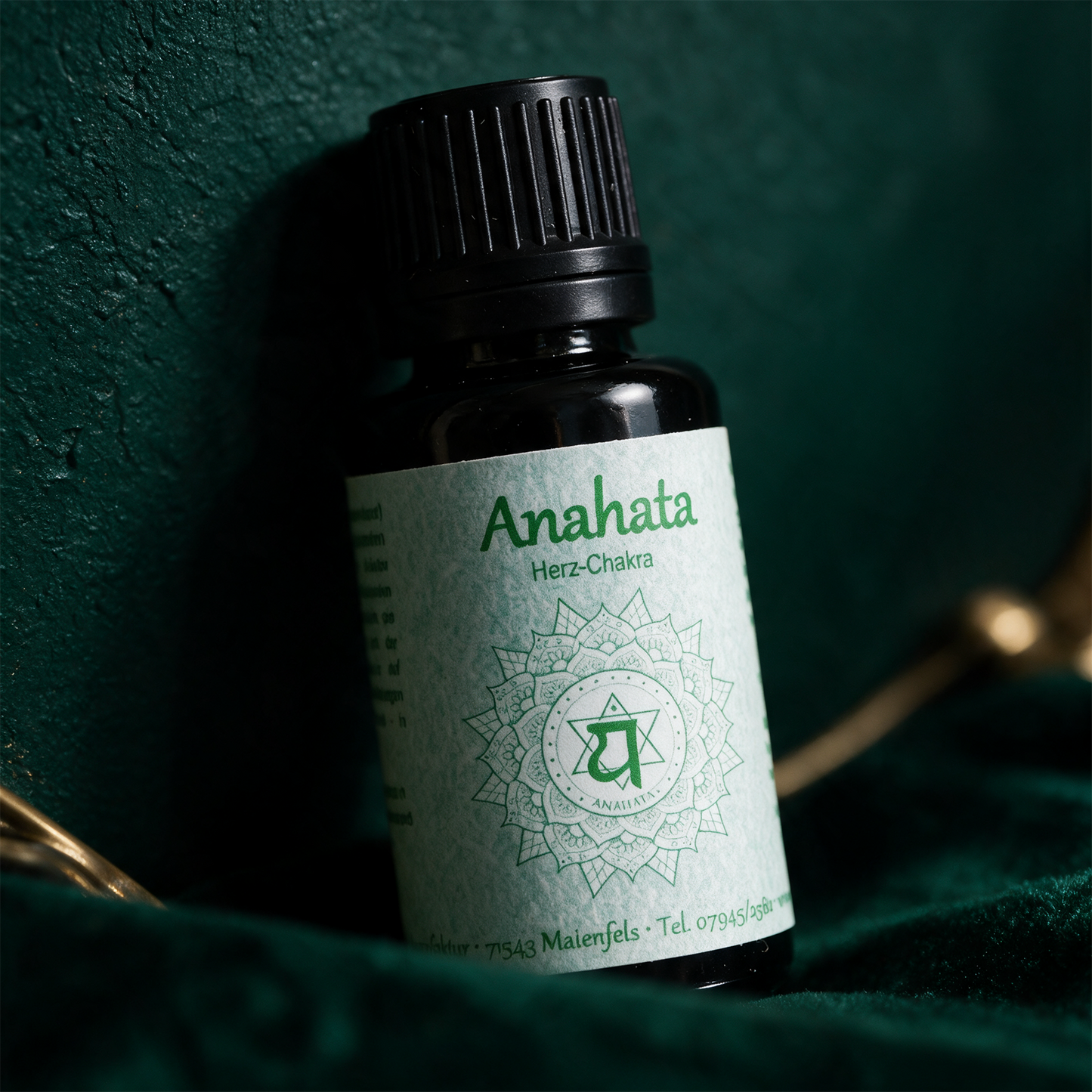 Detailansicht des Etiketts vom Anahata Chakraöl