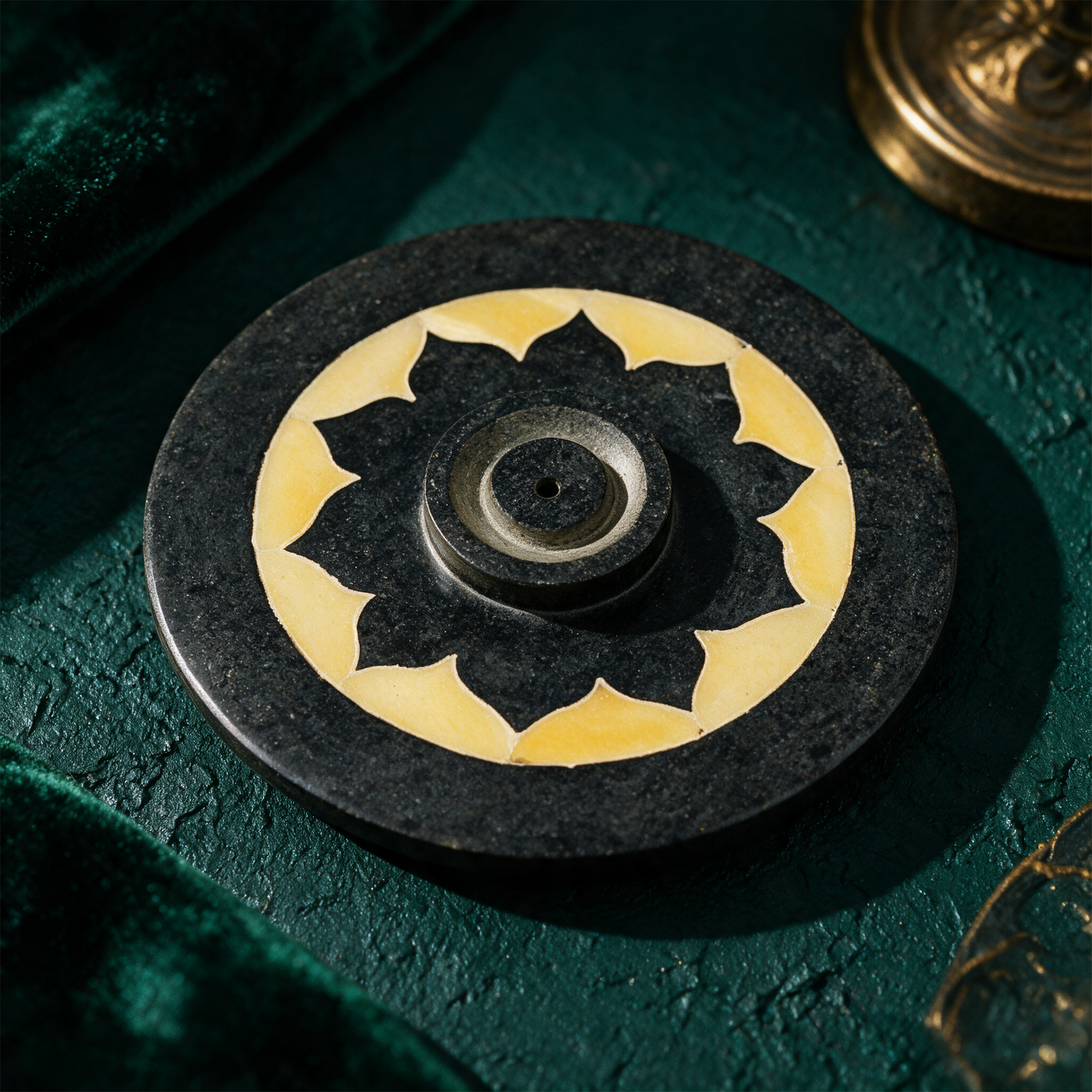 Lotus Räucherstäbchenhalter mit Räucherstäbchen arrangiert