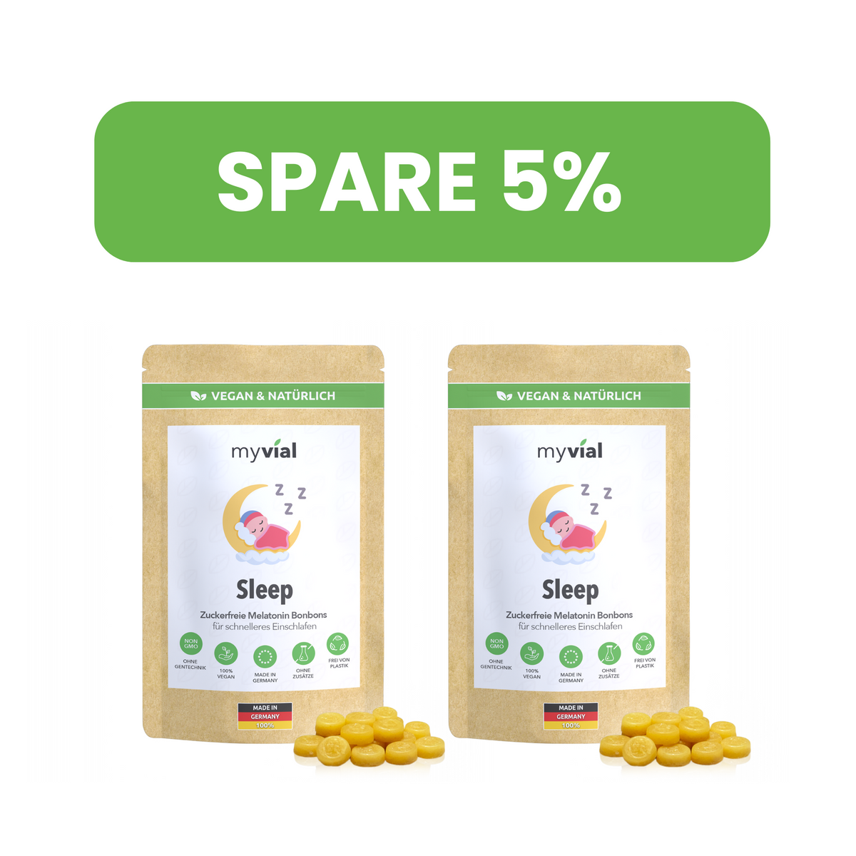 myvial Sleep Melatonin Bonbons, Ansicht im Mehrfachpack