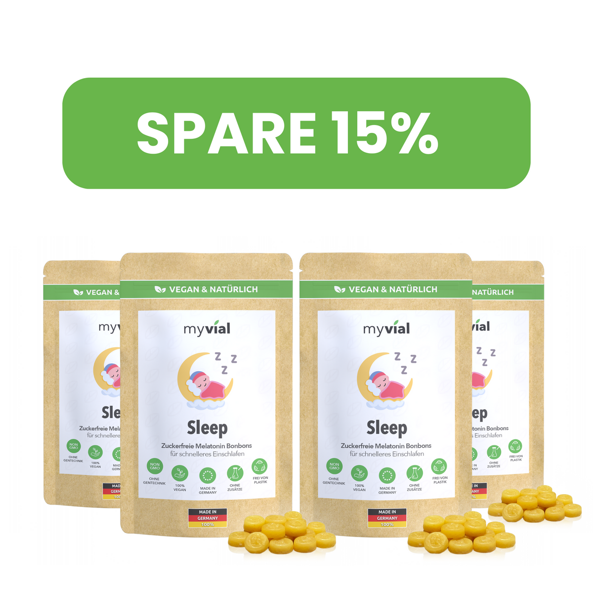 myvial Sleep Melatonin Bonbons, Ansicht einer Packgröße