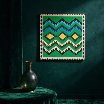 Kunstdruck Kilim Classic grün | Anatolische Boho-Wandkunst
