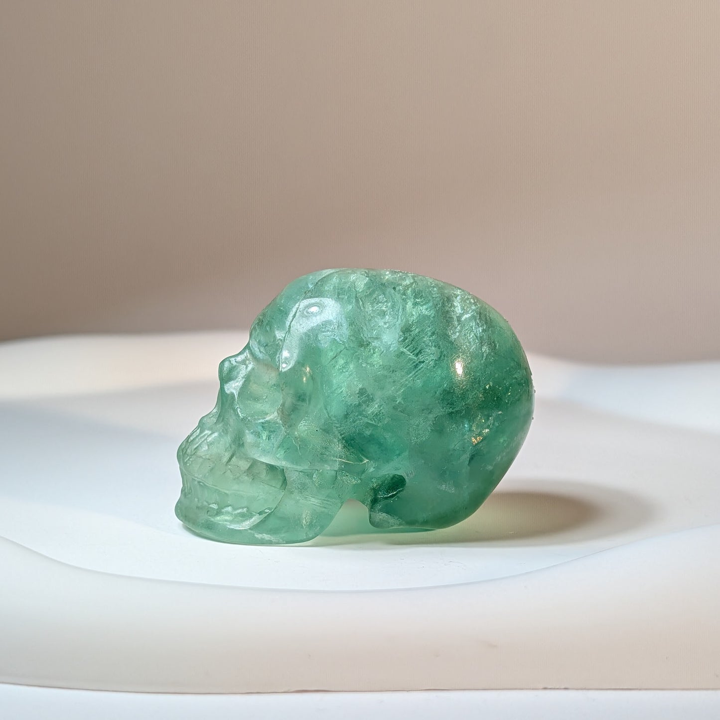 Kristallschädel Lorderic Fluorit grün 97g