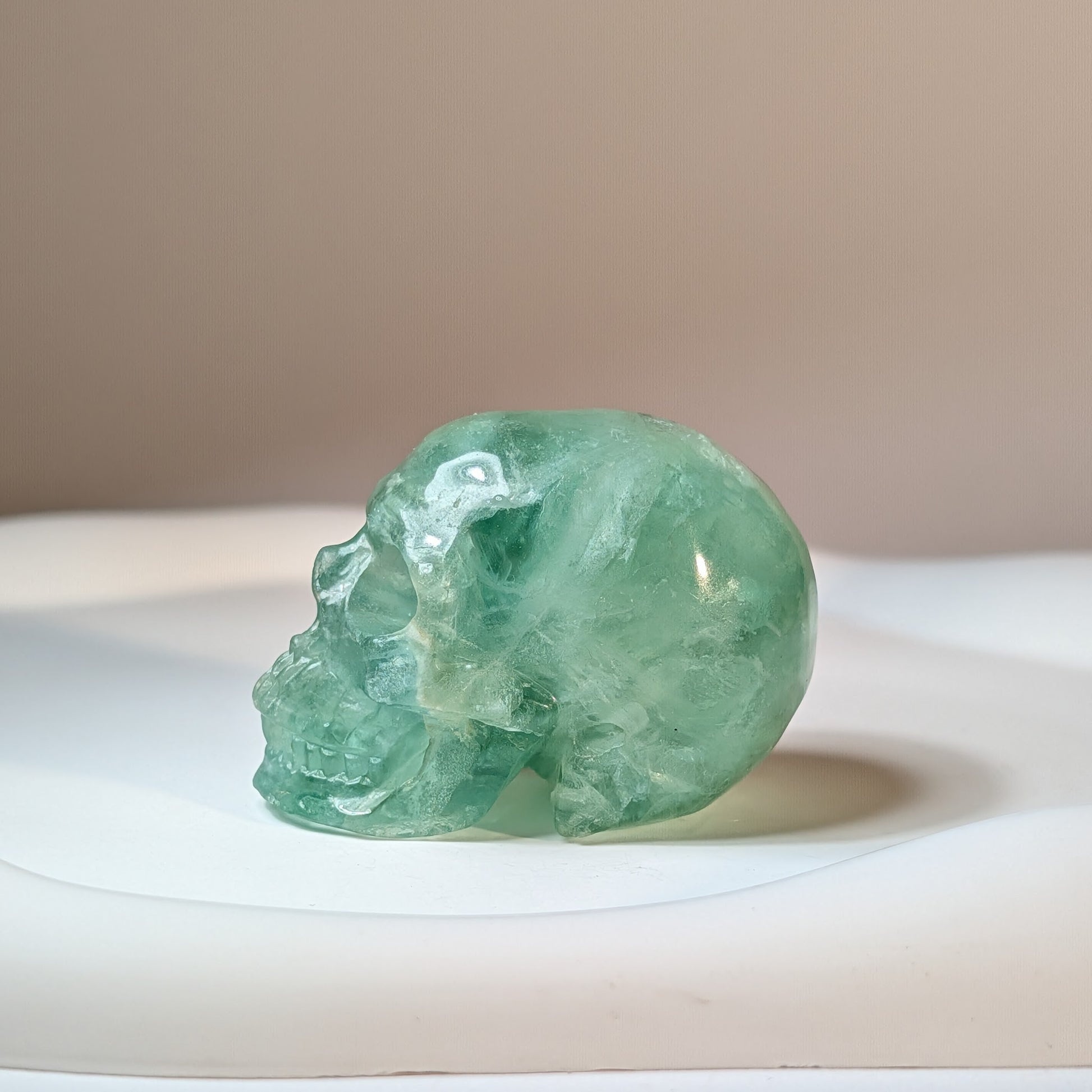 Kristallschädel Cassius Fluorit grün 105g