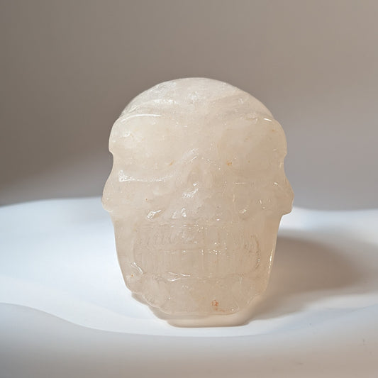 Kristallschädel Rosa Bergkristall 411g