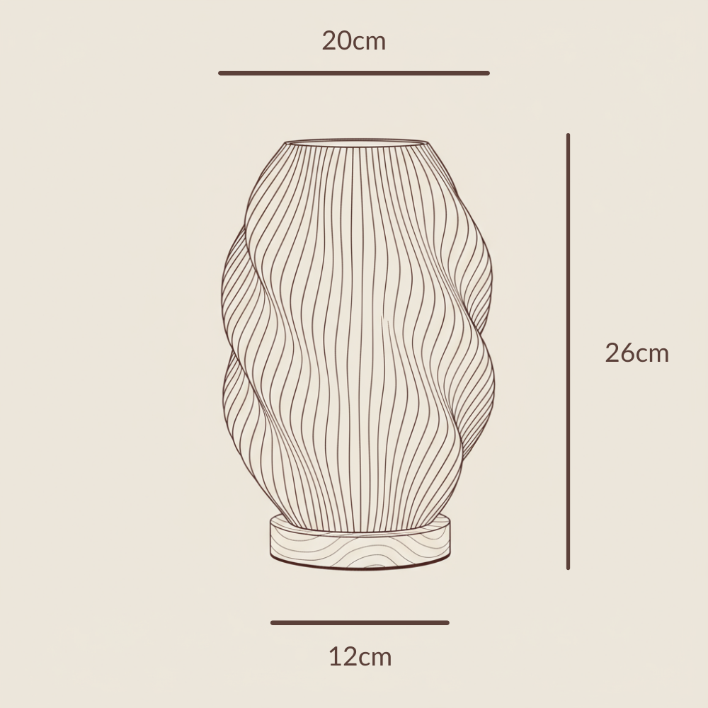 Twuro Tischlampe in der Detailansicht der Wellenstruktur