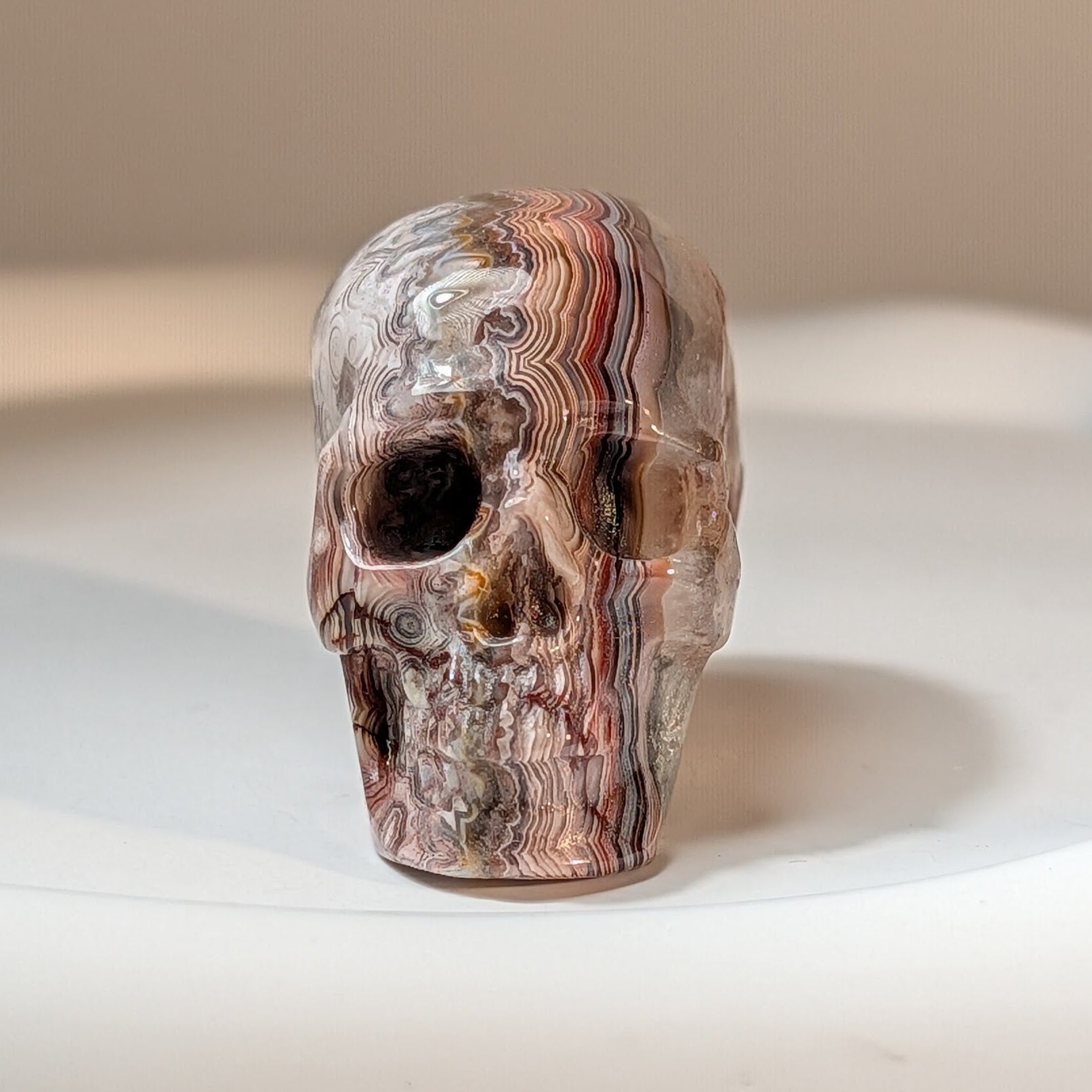 Kristallschädel Sabhia Crazy Lace Achat 44g