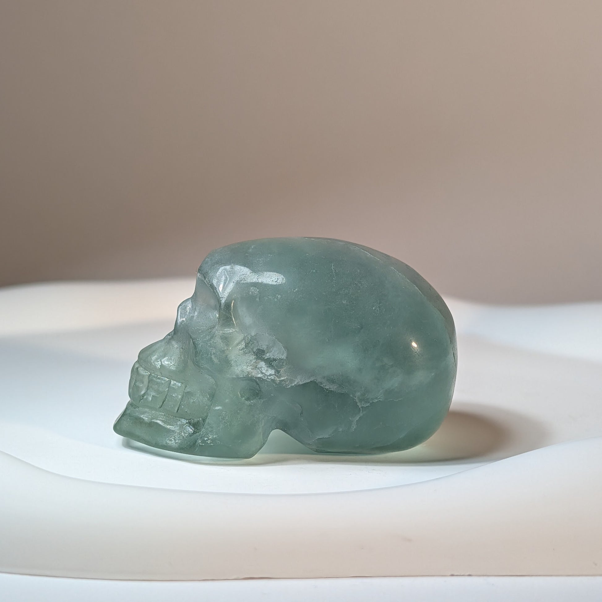Kristallschädel Swylan Fluorit grün 130g