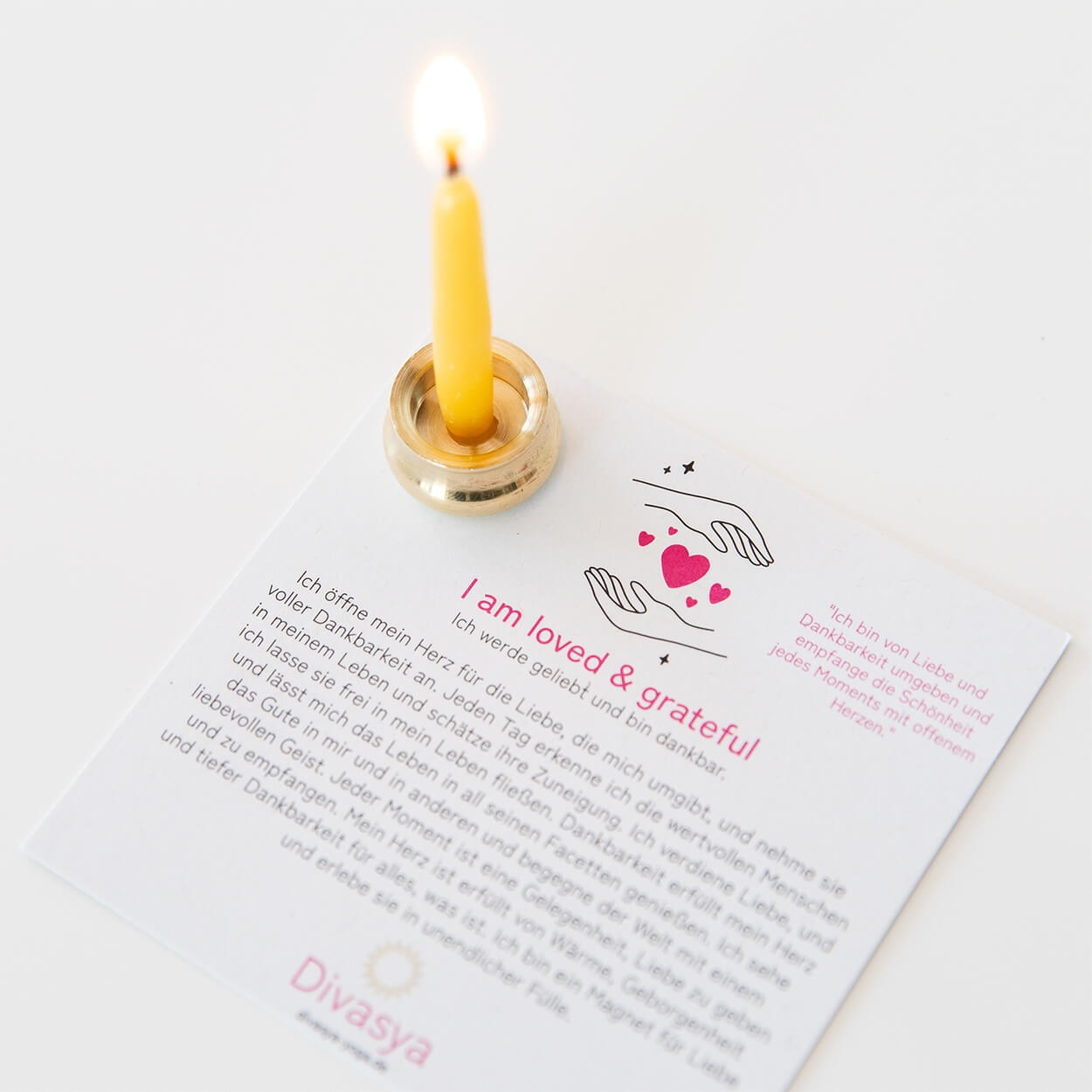 Affirmationskarte des Ritualsets in Detailansicht