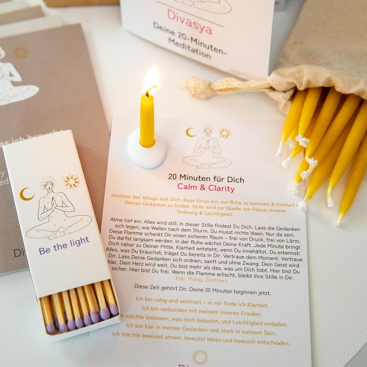 Calm & Clarity Set mit Bienenwachskerzen und Kerzenhalter