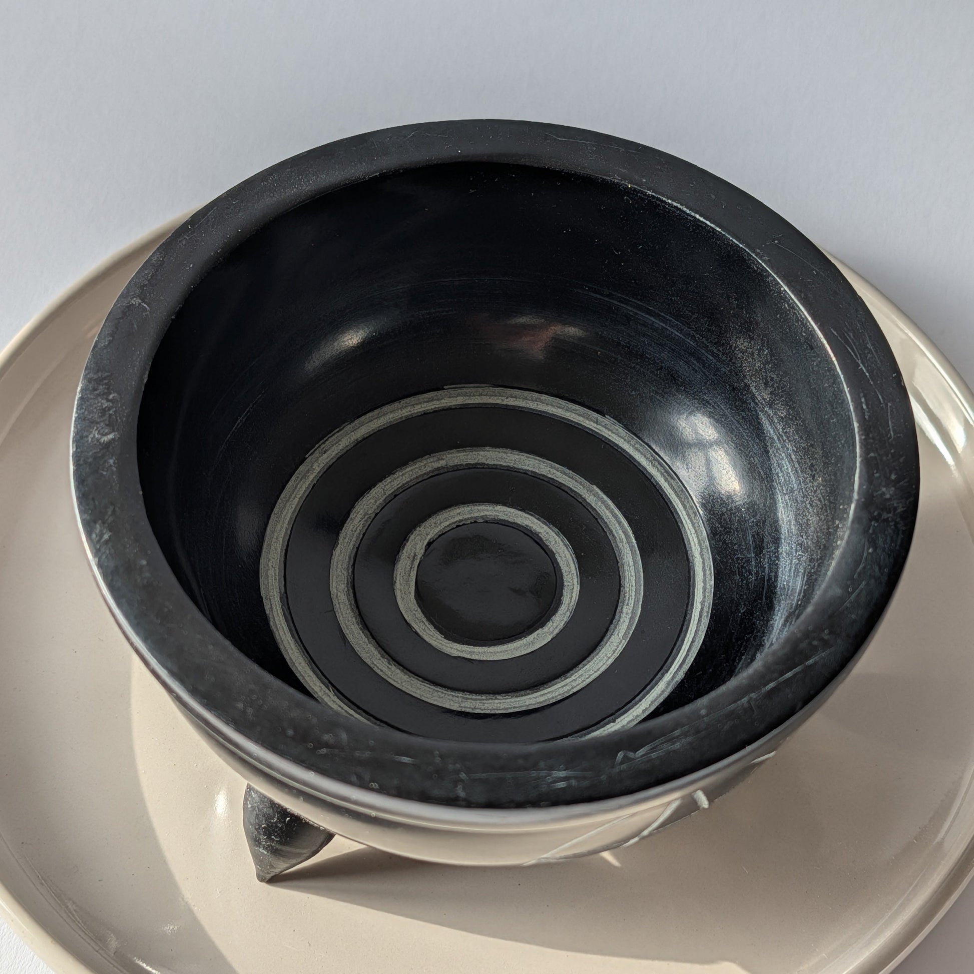 Speckstein Räucherschale Pentagramm Schwarz Hexenkessel Ritualbedarf Temple of Desire