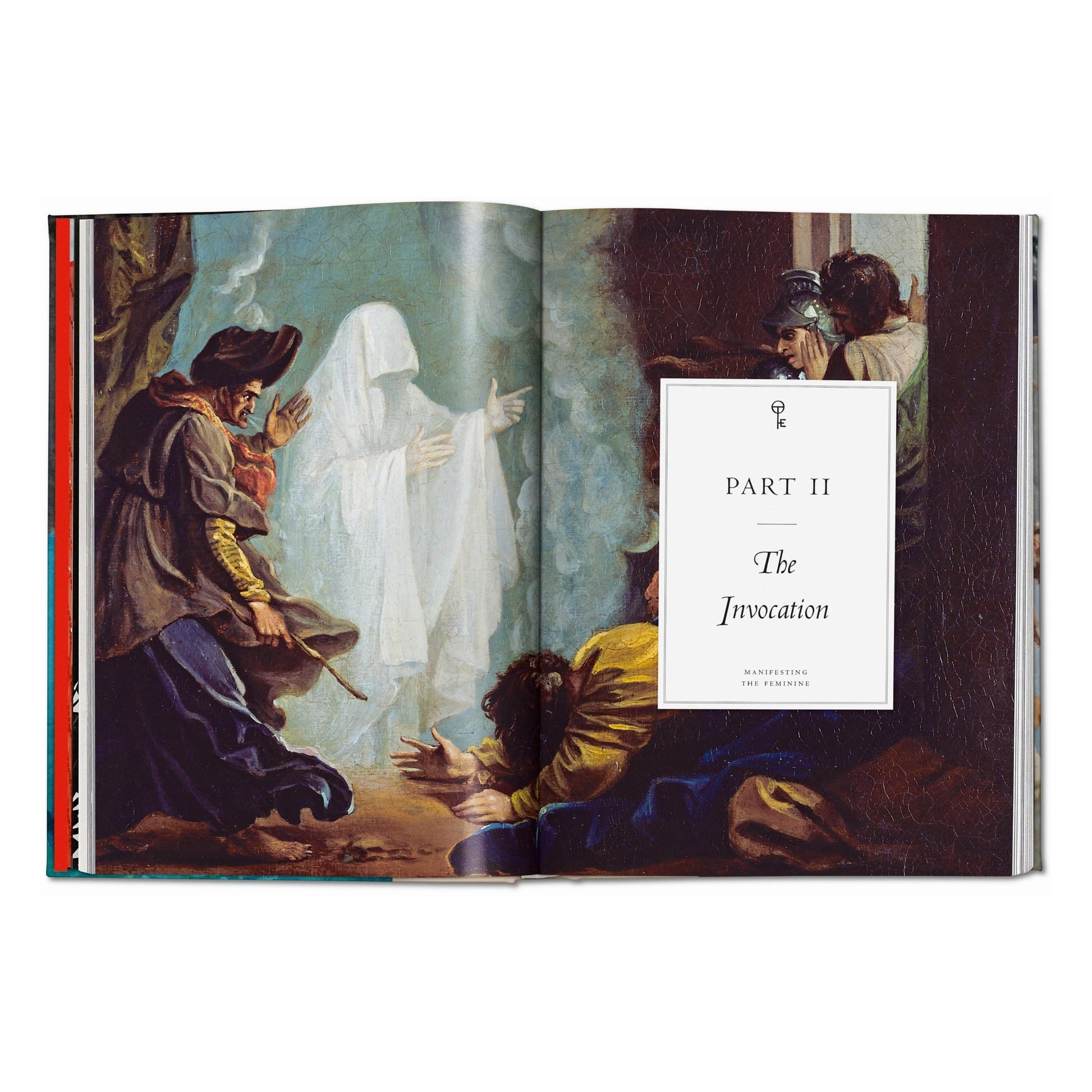 Aufgeschlagene Doppelseite mit historischen Hexendarstellungen