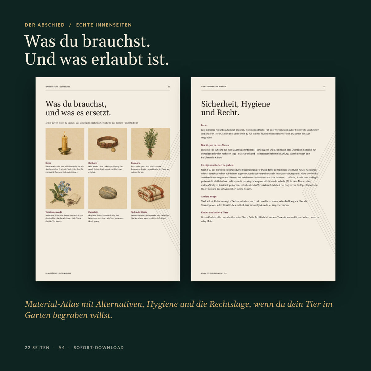 Echte Innenseiten: Material-Atlas und Sicherheit, Hygiene und Recht