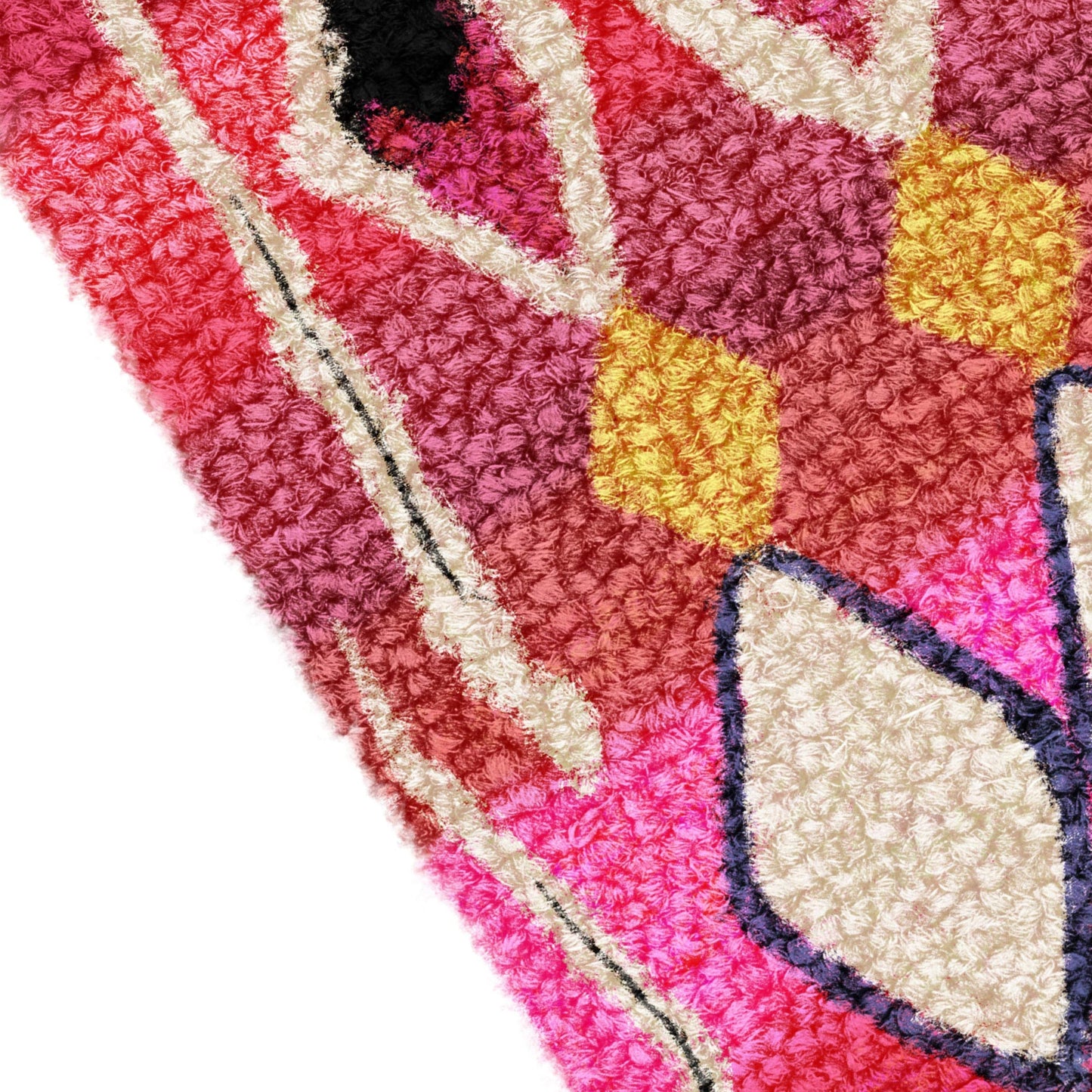Detailansicht des rosafarbenen Berbermusters auf samtigem Fine-Art-Papier