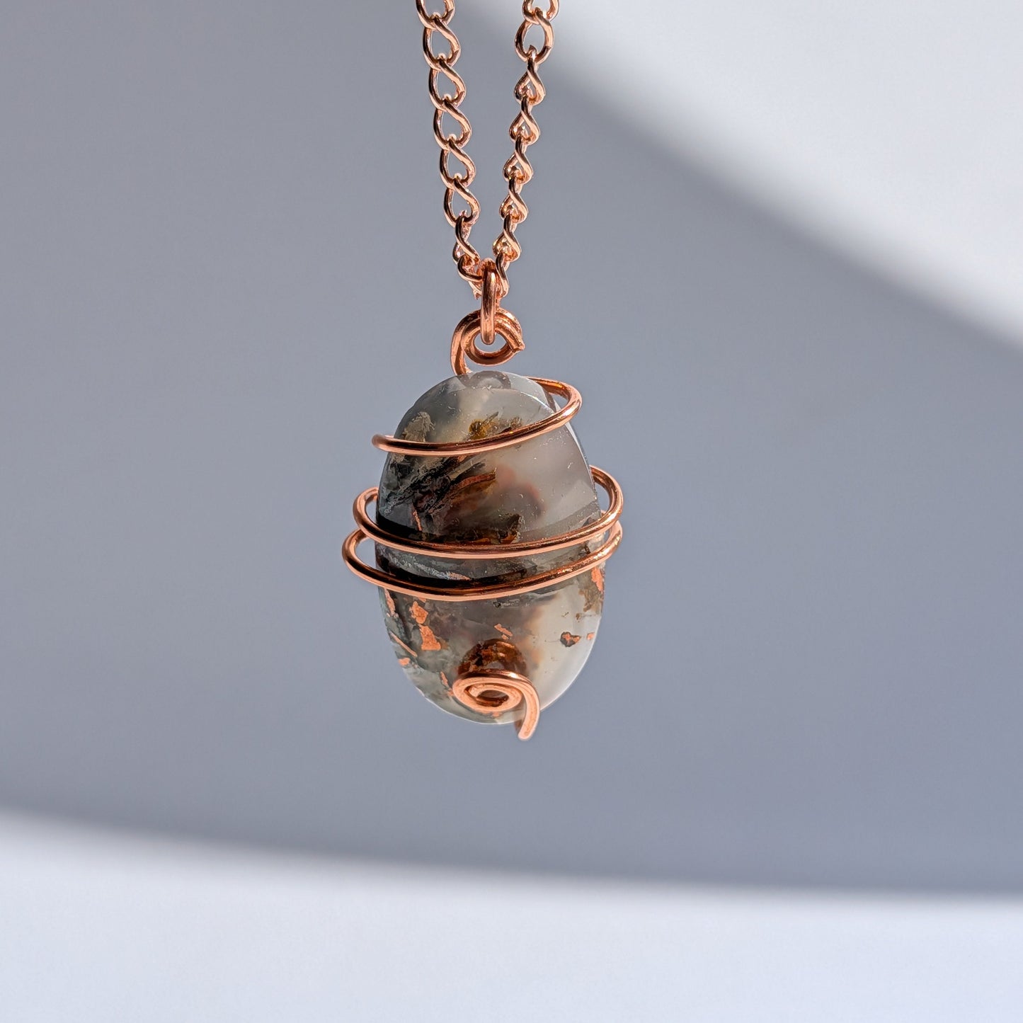 Prana Tropfen Halskette | Kupfer Wicklung | Handarbeit