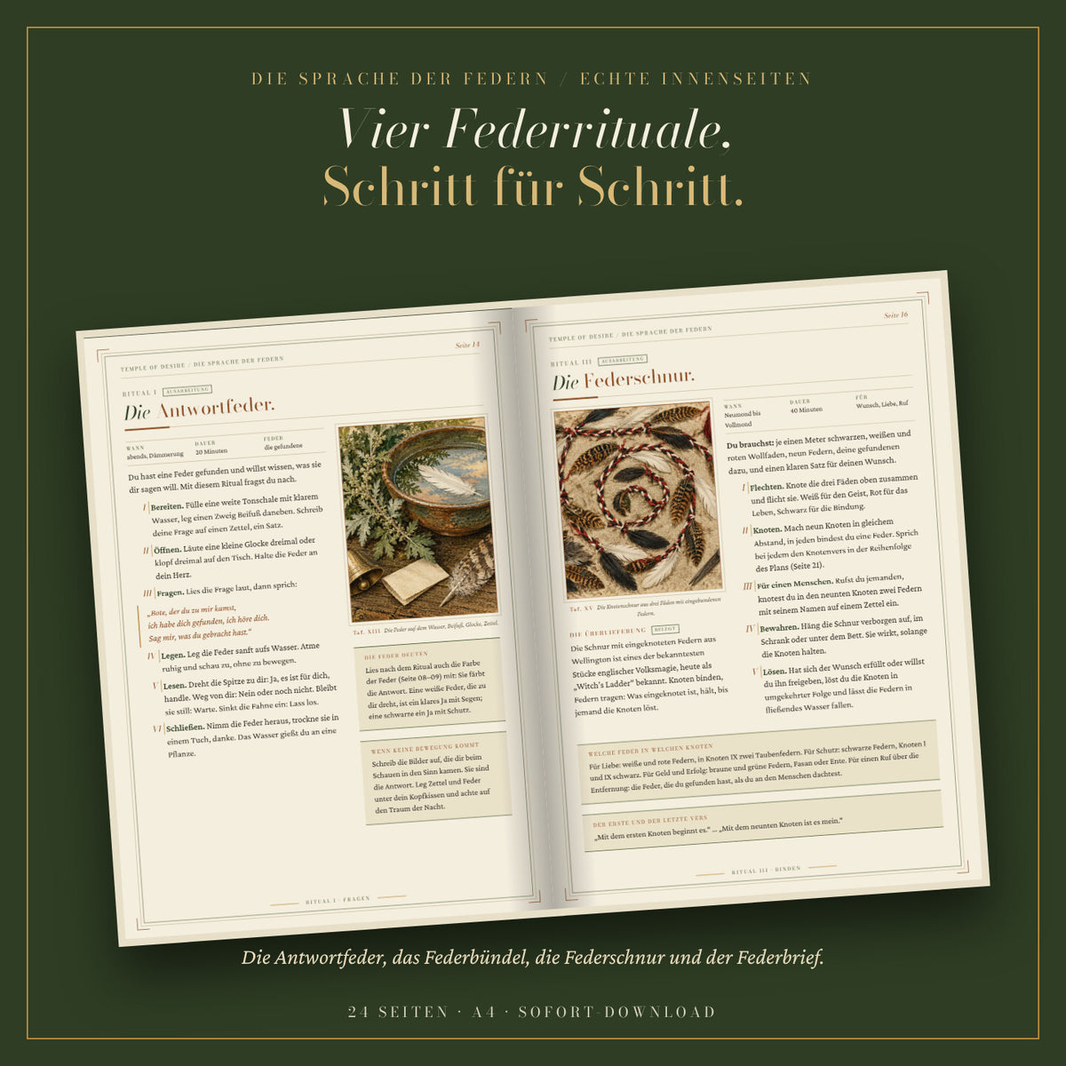 Echte Innenseiten: die Federrituale Antwortfeder und Federschnur