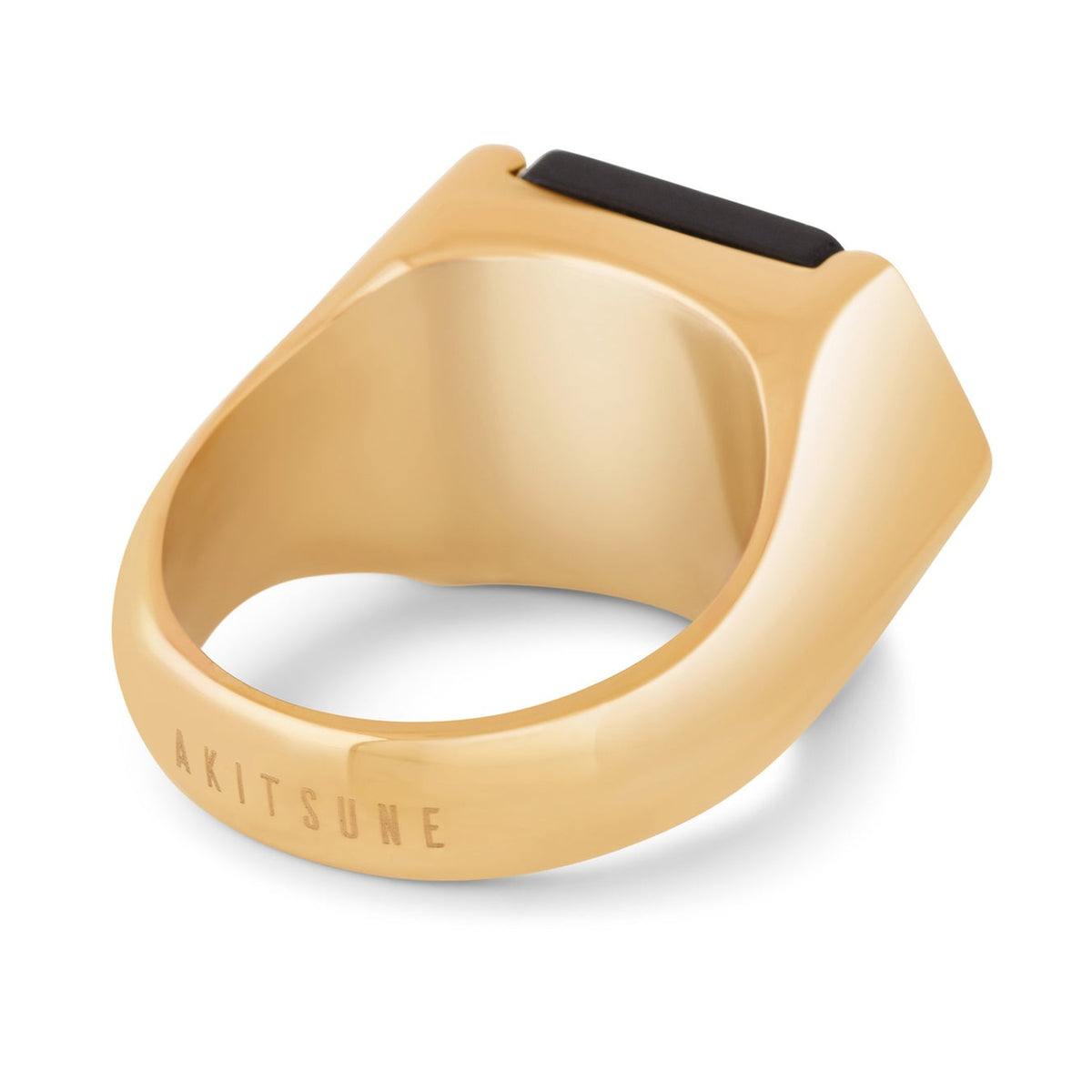 Akitsune Abyss Ring Gold-Schwarz, liegend von hinten