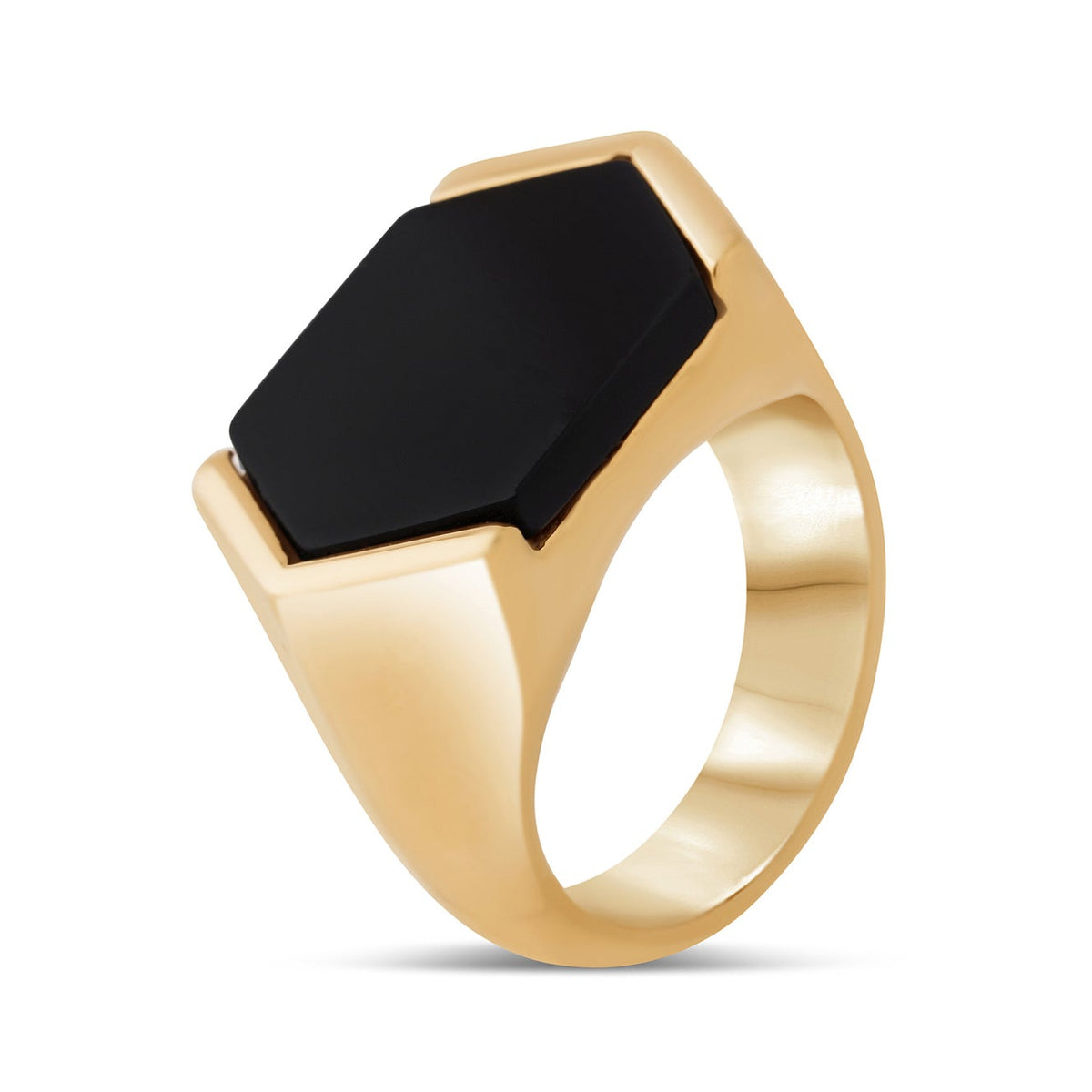 Akitsune Abyss Ring Gold mit schwarzem Stein