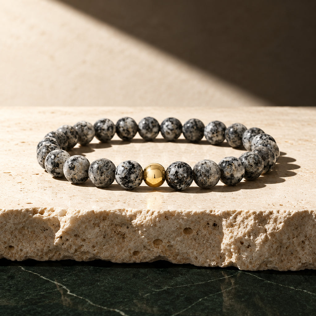 Akitsune Globae Perlenarmband Marble Grey mit 8-mm-Perlen