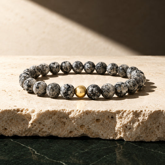 Akitsune Globae Perlenarmband Marble Grey mit 8-mm-Perlen