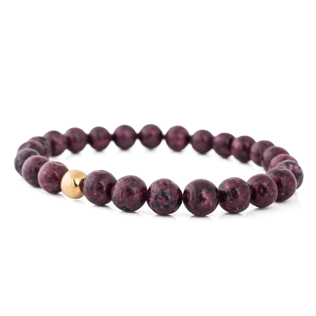 Elastisches Globae Armband von Akitsune in der Farbe Marble Red, andere Perspektive