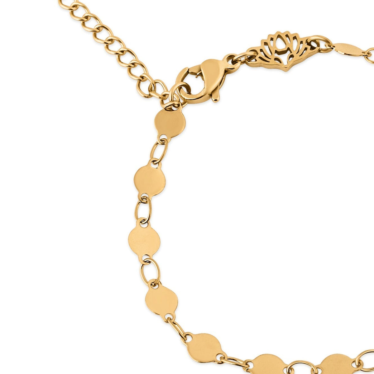 Goldfarbenes Plättchenarmband Grace von Akitsune, Detailansicht